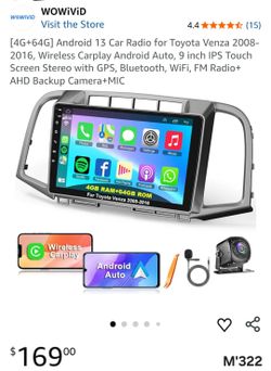Car Radio for Toyota Venza 2008–2016.(M'322)