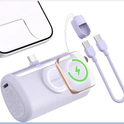 RORRY PalmGo Portable Charger, 10000mAh PD 22.5W Fast Charging Mini Power Bank with Built-in USB C Connector, 3-in-1 Battery Pack for iPhone 17/16/15 