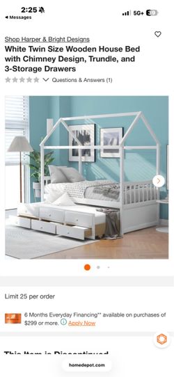 White Twin Wooden House Bed with Trundle and Drawers