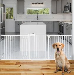 HEMRORO Extra Wide Baby Gate for Stairs Doorways with Door, 30" Tall 75.8-85" Wide Easy Install Dog Gate Indoor, Safety Metal Pressure Mounted Pet Gat