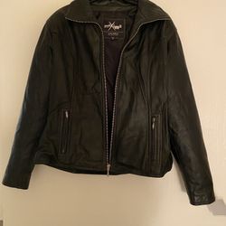 New Black Leather Woman Jacket