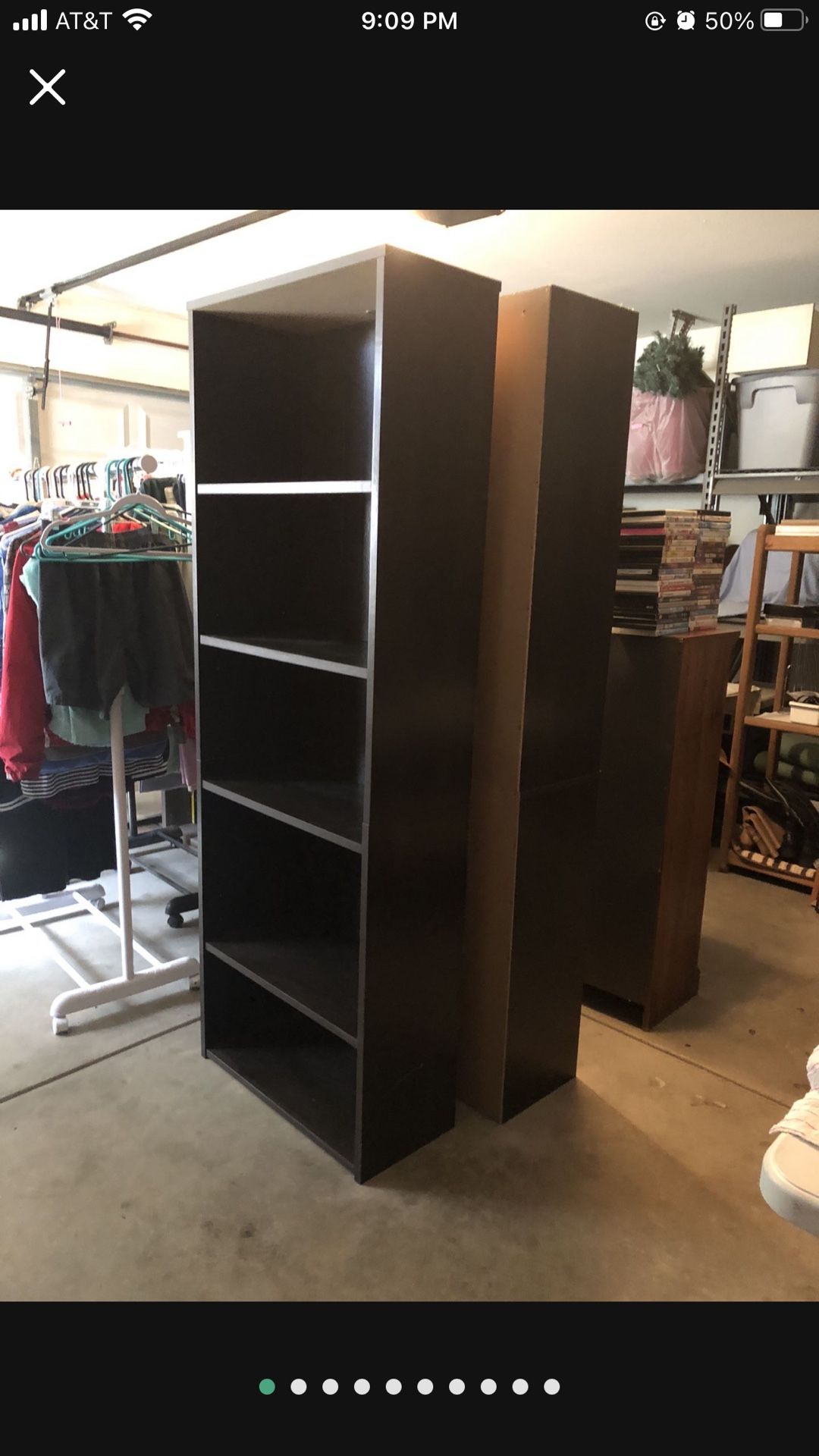 2 Brown Book Shelves $20. Ea.