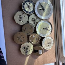 Antique Vintage Movements/Shells for clocks PARTS REPAIR As Found (BOX CL #6)