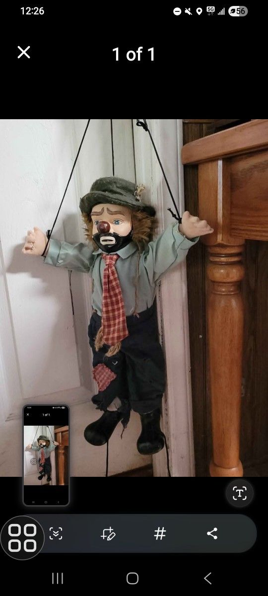 Hobo RUSTY. Porcelain Puppet On Strings