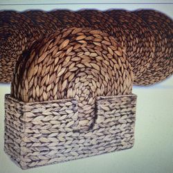 Handwoven Water Hyacinth Placemats And Holder