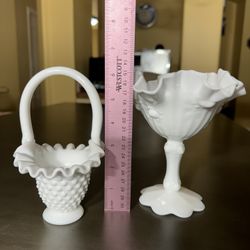 Fenton Milk Hobnail/Basket