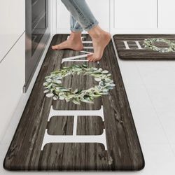 Kitchen Mats,Anti Fatigue Kitchen Rugs Sets of 2, Non Slip Waterproof Kitchen Floor Mats, Ergonomic Cushioned Comfort Standing Mat for Home,Laundry, O