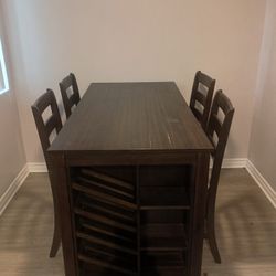 Beautiful Solid Wood Dining Room Table And Four Chairs
