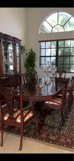 Solid Wood Dining Table with 8 Chairs – Great Restoration Project