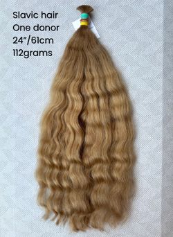 High quality Slavic hair. 100% human hai  from one donor. Hair extensions. Curly blonde.