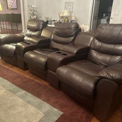 Leather Recliner Couch