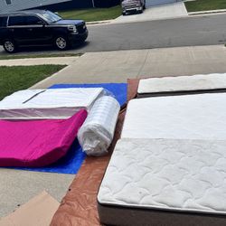 3 Twin Size Mattress,1 Twin Size Bed Frame, Fire Place Set With Ash Bucket And Wood Holder, 2 Paintings 