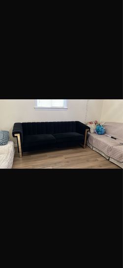 Nice Black gold velvet 3 seater sofa