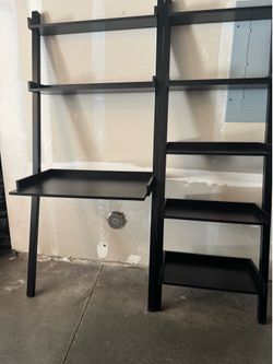 Ladder bookshelf with desk