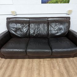 Contemporary Brown Leather Couch 