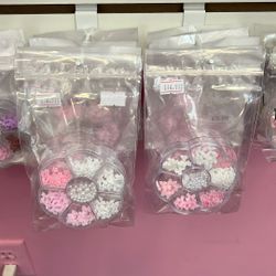 Pink And White Bow Charms