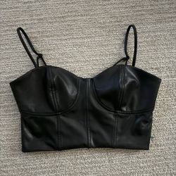 Express faux leather crop top