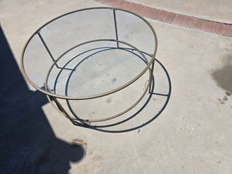 Round Glass Top Coffee Table Metal Frame