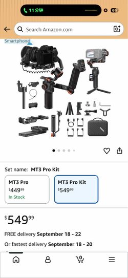 Hohem iSteady MT3 Pro Kit Gimbal Stabilizer with AI Tracking 2.0 Detachable 1.4" Touchscreen Remote with Live Feed, 5.5lb Payload, Follow Focus Motor,