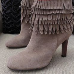 Isola  Fringed Tan Suede Leather Boot 10M
