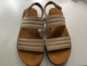 Women's Beige Strappy Flat Sandals