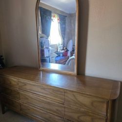 Real Wood Dresser, Mirror, And Two Night Stands