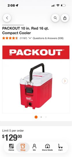 PACKOUT 10 in. Red 16 qt. Compact Cooler