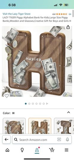 Letter H Large Piggy Bank