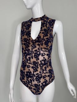   Royal Blue Floral Bodysuit - Size M