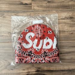 Supreme Bandana Big Logo Beanie 'Red’ FW24/ New/One Size/ FAST SHIPPING