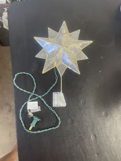 White Lighted Capiz Shell Star Christmas Tree Topper