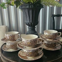 Vintage Olde English Countryside Tea Cups & Saucers