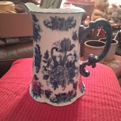 NEW! EXTRA LARGE BLUE FLORAL DESIGNER PITCHER 