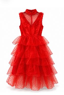 NWT Girls Red Ruffle Tulle Dress Size: Med