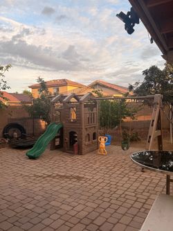 Kids Outdoor Playset with Slide and Swings
