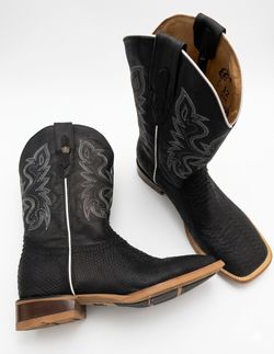 Alfa Black Python Square Toe Size 12