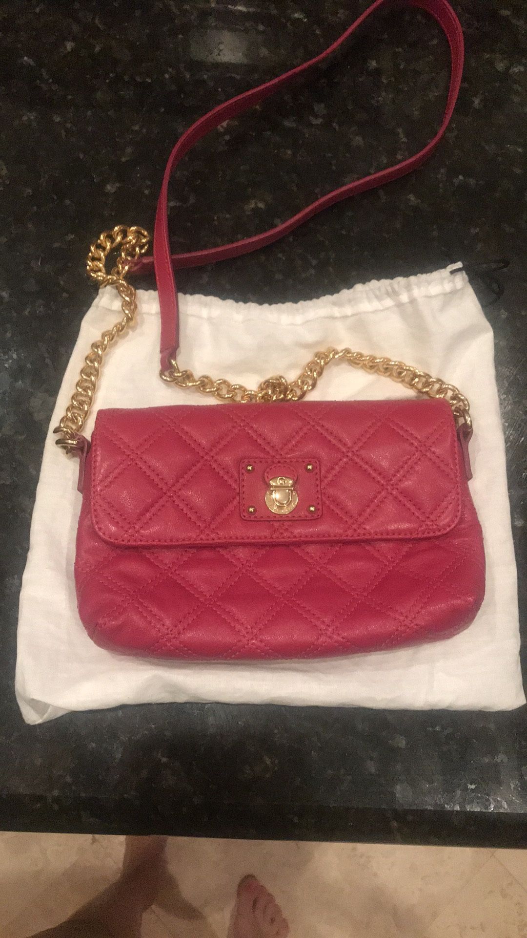 Marc Jacobs pink crossbody quilted leather bag