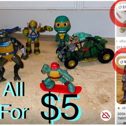 $5 For All Turtles 🐢 Ninja Bundle of Toys characters and vehicle like new