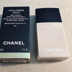 CHANEL VITALUMIERE AQUA 152 (DARK)  Ultra Light Skin Perfecting Sunscreen SPF15