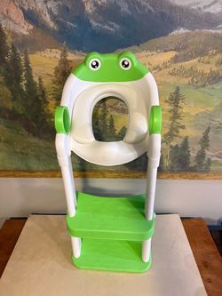 Frog Potty Training Seat with Step Stool Ladder – Clean & Sanitized