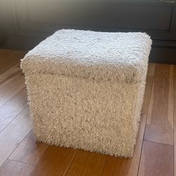 White Fluffy Ottoman