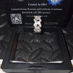 Moissanite & Silver Cuban Ring size 8