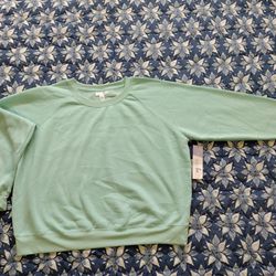 Just Be 2X Pastel Aqua Mint Green Fleece Sweat Shirt