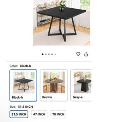 31.5" Dining Table for 4, Square Kitchen Table with Metal Frame, Vintage Wood Dining Table for Kitchen Room Living Room, Black 31.5“ Dx 31.5” W Black