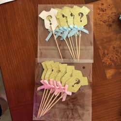 Gender Reveal-cupcake, Cake, Centerpiece Or Decroritive Sticks-6 Blue & 6-pink-$5 OBO