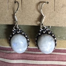 Handcrafted Fiery Moonstone Dangle Earrings 