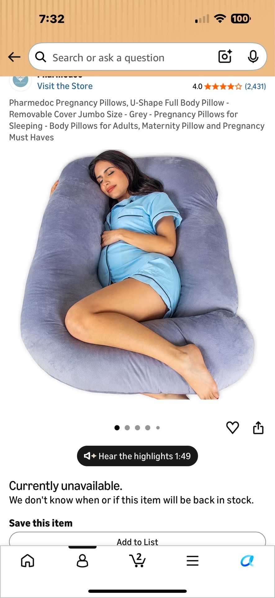 Pregnancy pillow