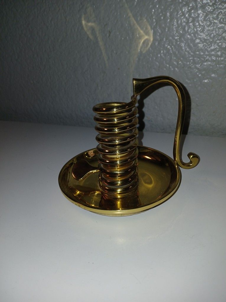 Spiral Brass Courting Candle Holder