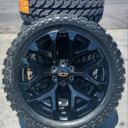 22” Chevy Silverado GMC Sierra Replica Wheels & Tires Off-Road Tahoe Yukon Escalade Suburban Rines Y