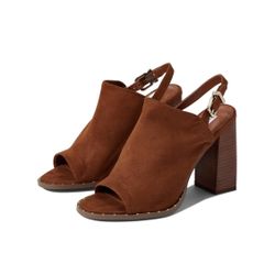 MADDEN Brown Suede Open Toe Block Heel Sandals (s. 8+) — Brand New!